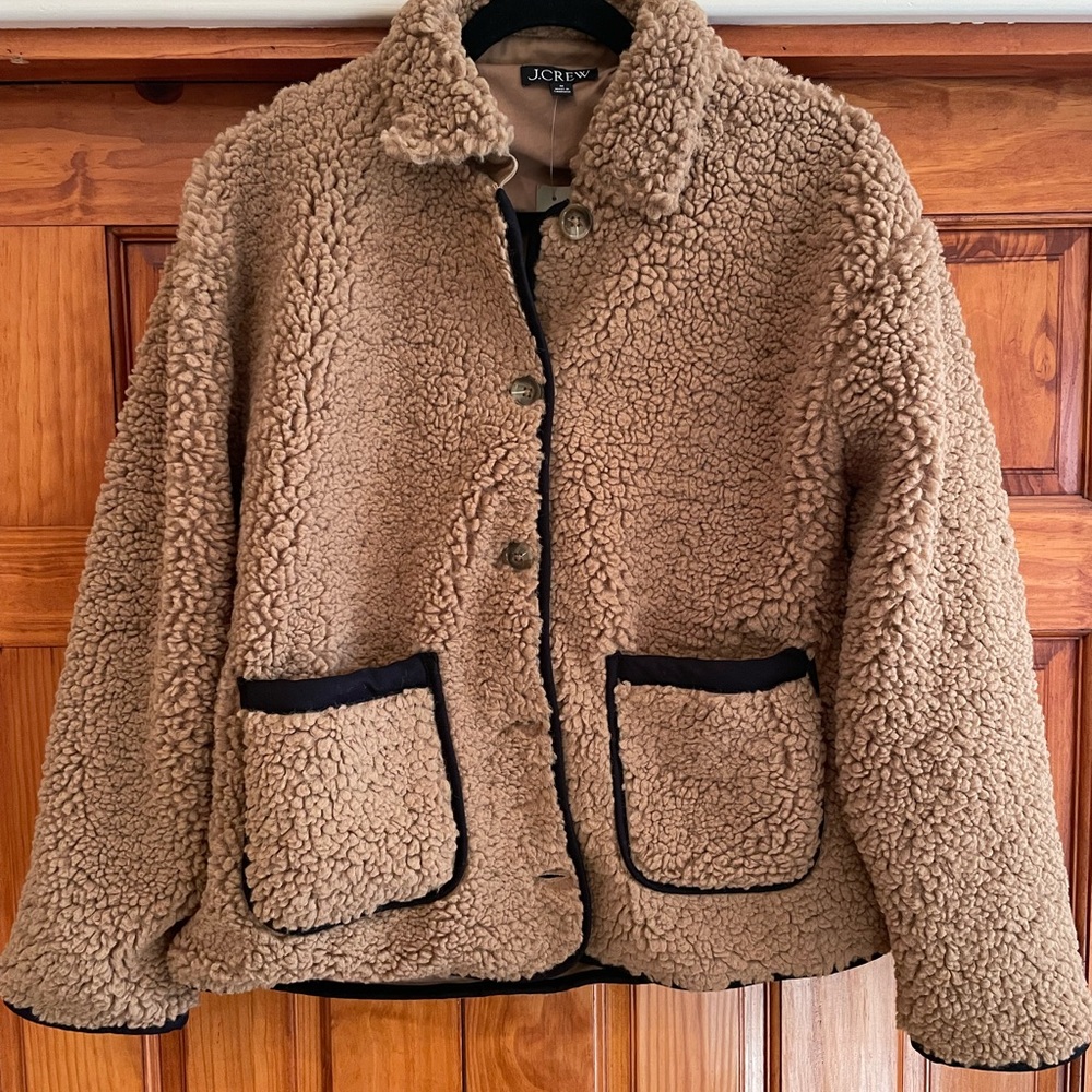 J. Crew Women's Cozy Brown Teddy Jacket